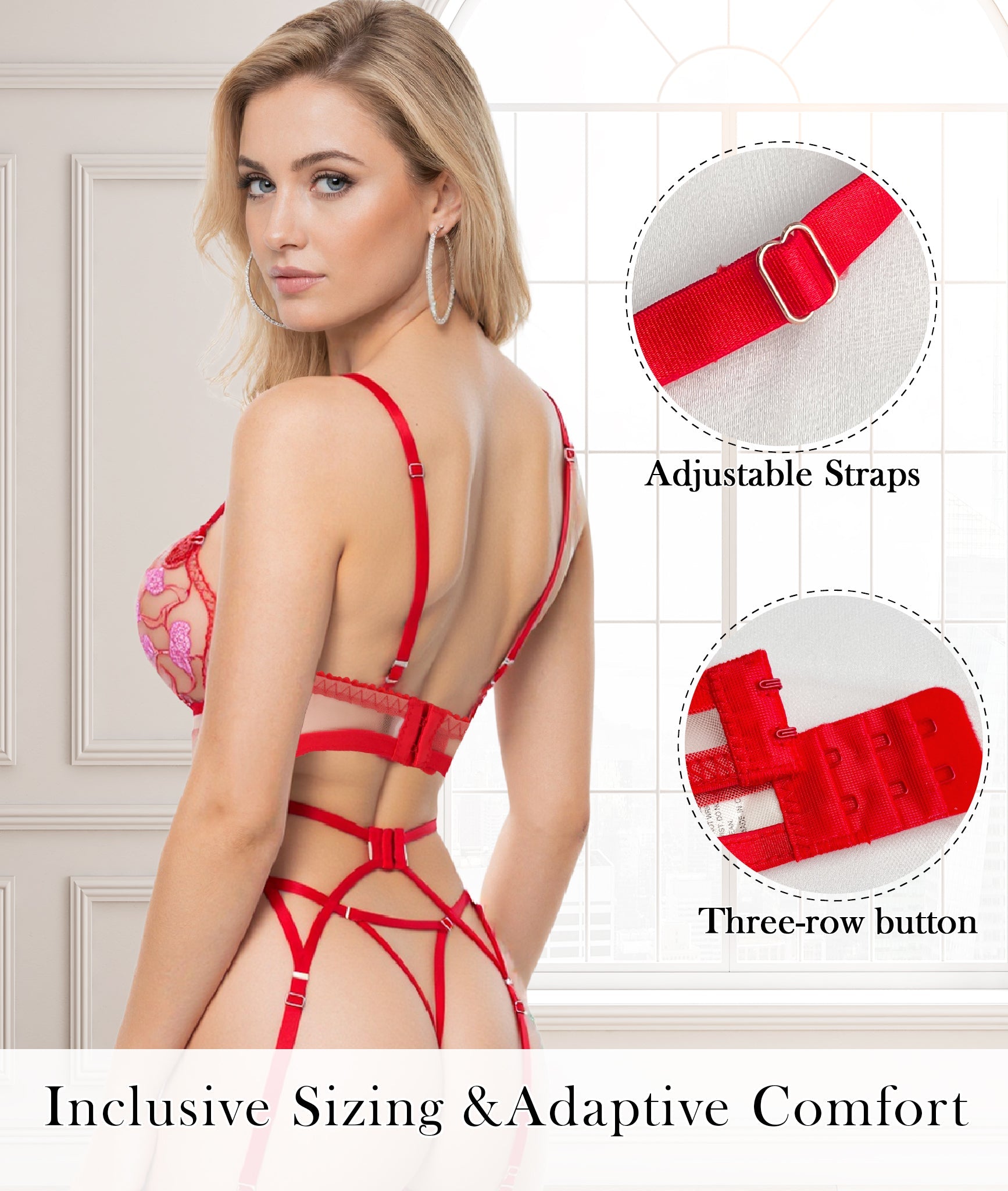 Amour Heart 3 Piece Lingerie Set
