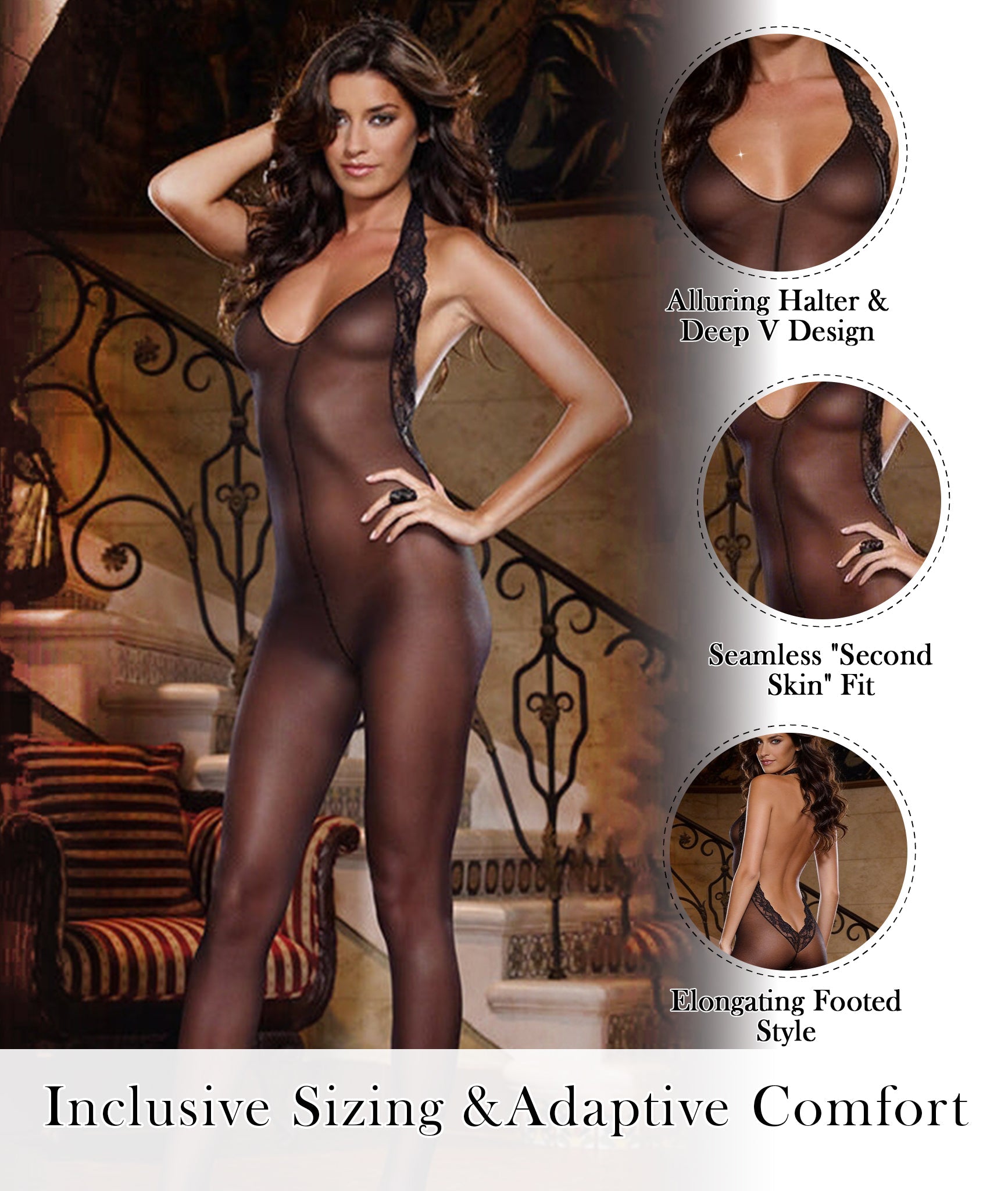 Black Lace Bodysuit Tights 
