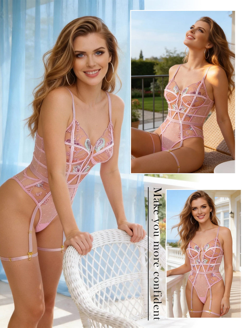 Pink Deluxe Floral Embroidered Bodysuit