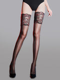 Lace Floral Black Sheer Stockings