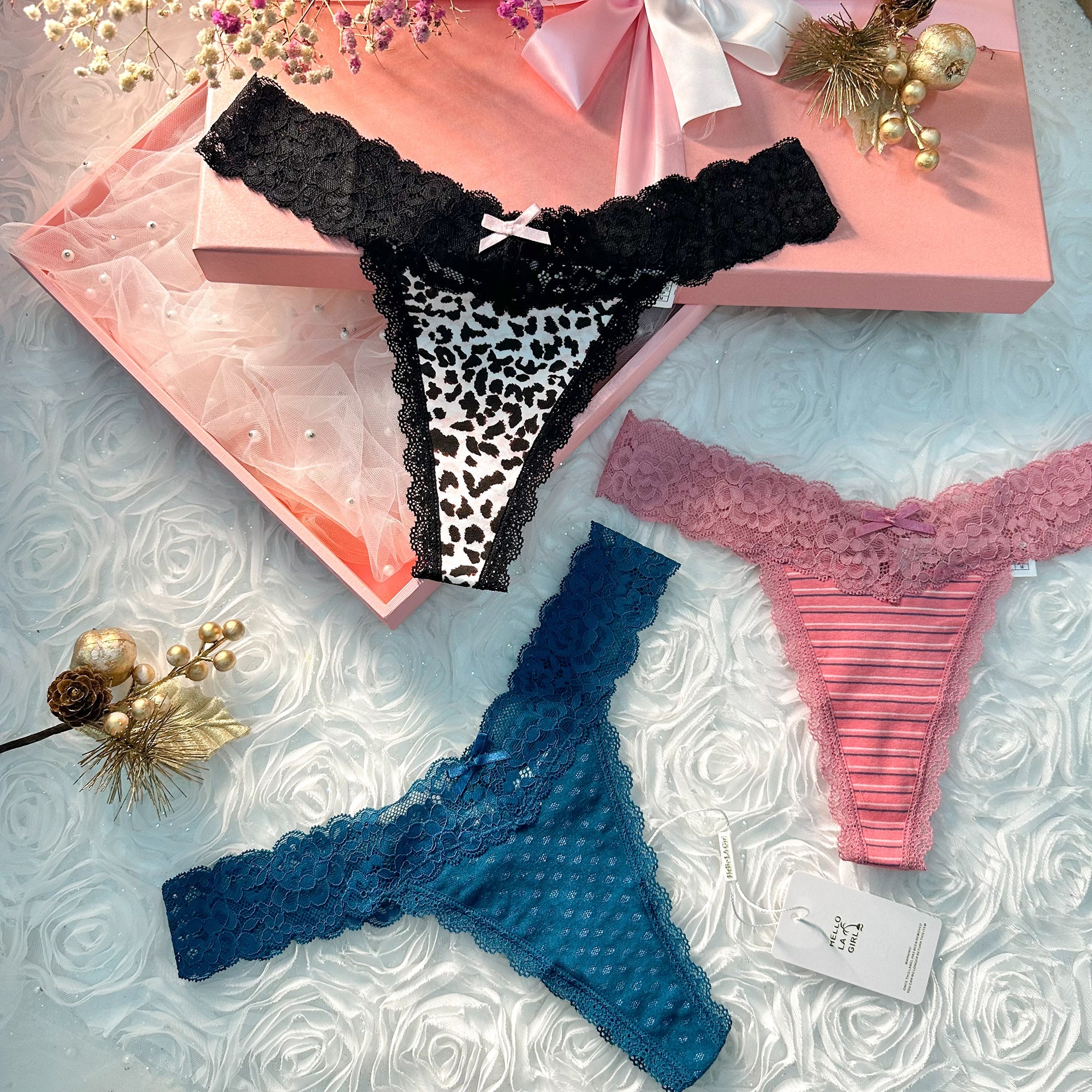 3 Pack T Back Lace Low Waist Cotton Seamless Thongs