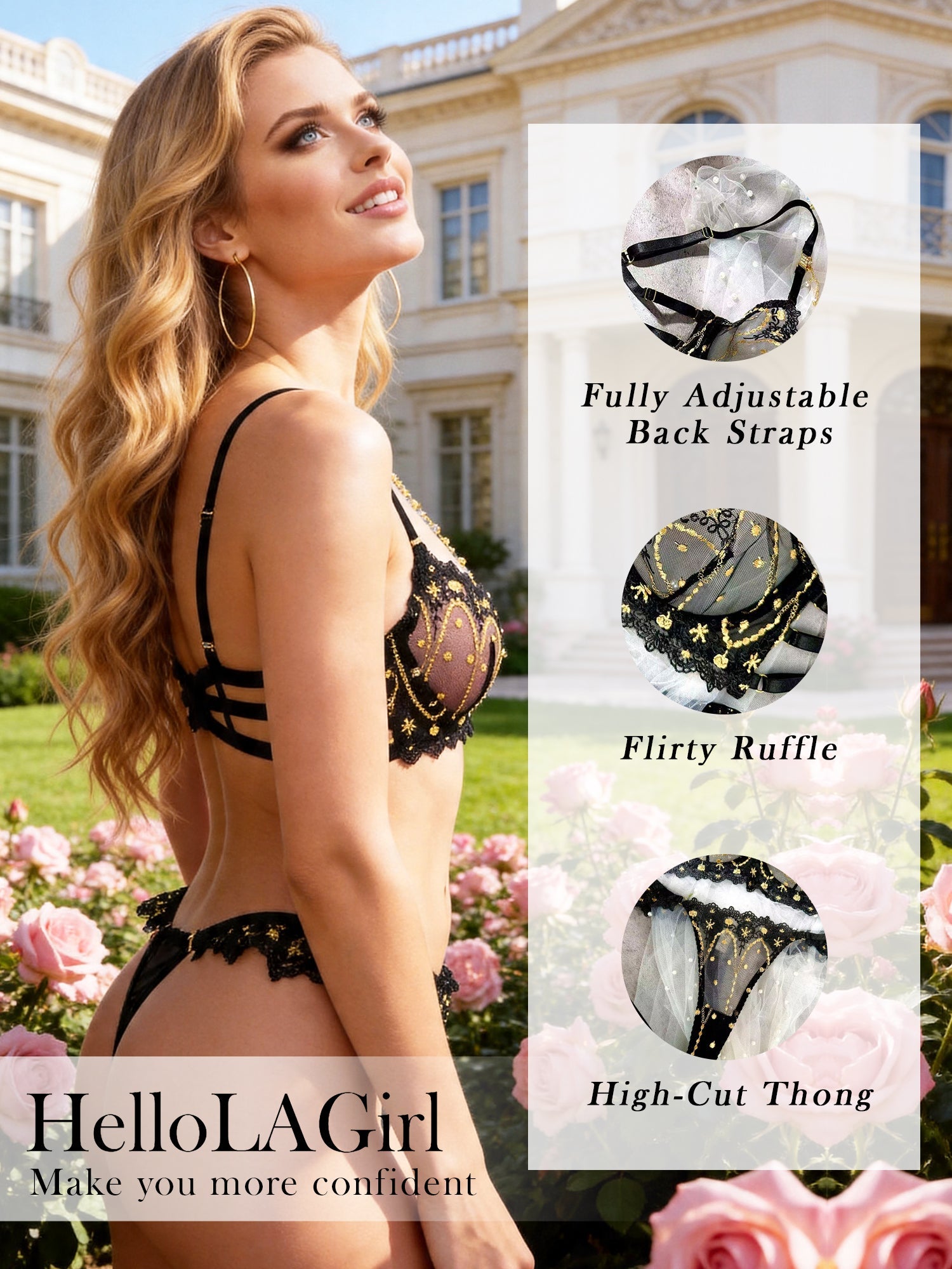 Lunar Lace Gold Celestial Lingerie Set