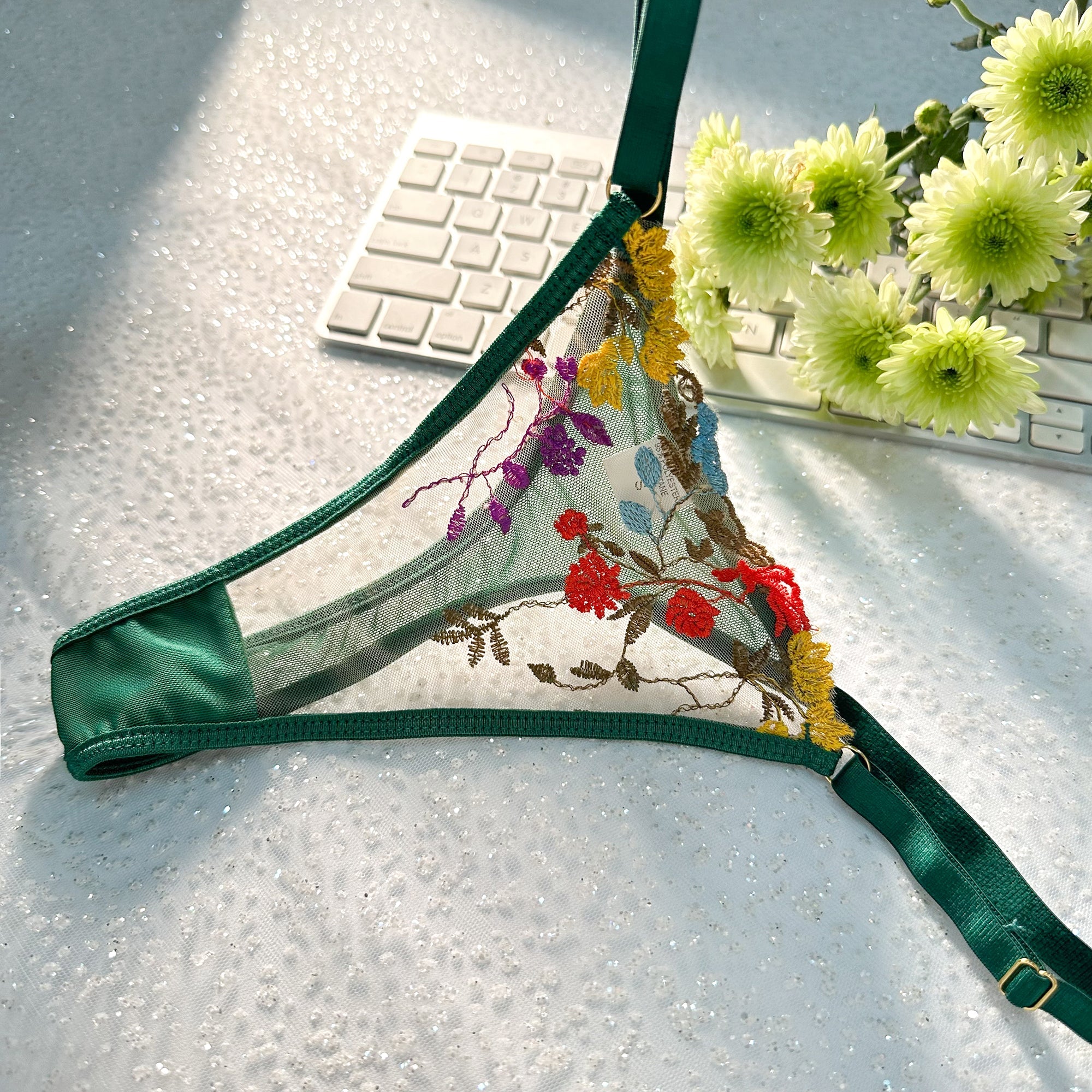 Enchanted Garden Sheer Floral Embroidery Lingerie Set