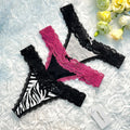 3 Pack T Back Lace Trim Low Waist Cotton Seamless Thongs