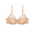 Apricot Mesh Lace Trim Underwire Bra Lingerie