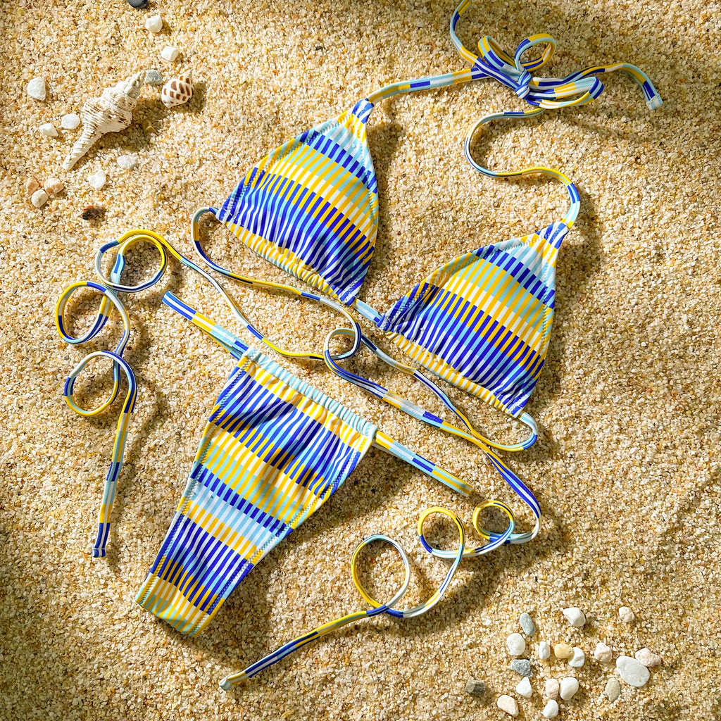 Multi Color Lace-up Bikini Sexy Print Split Swimsuit