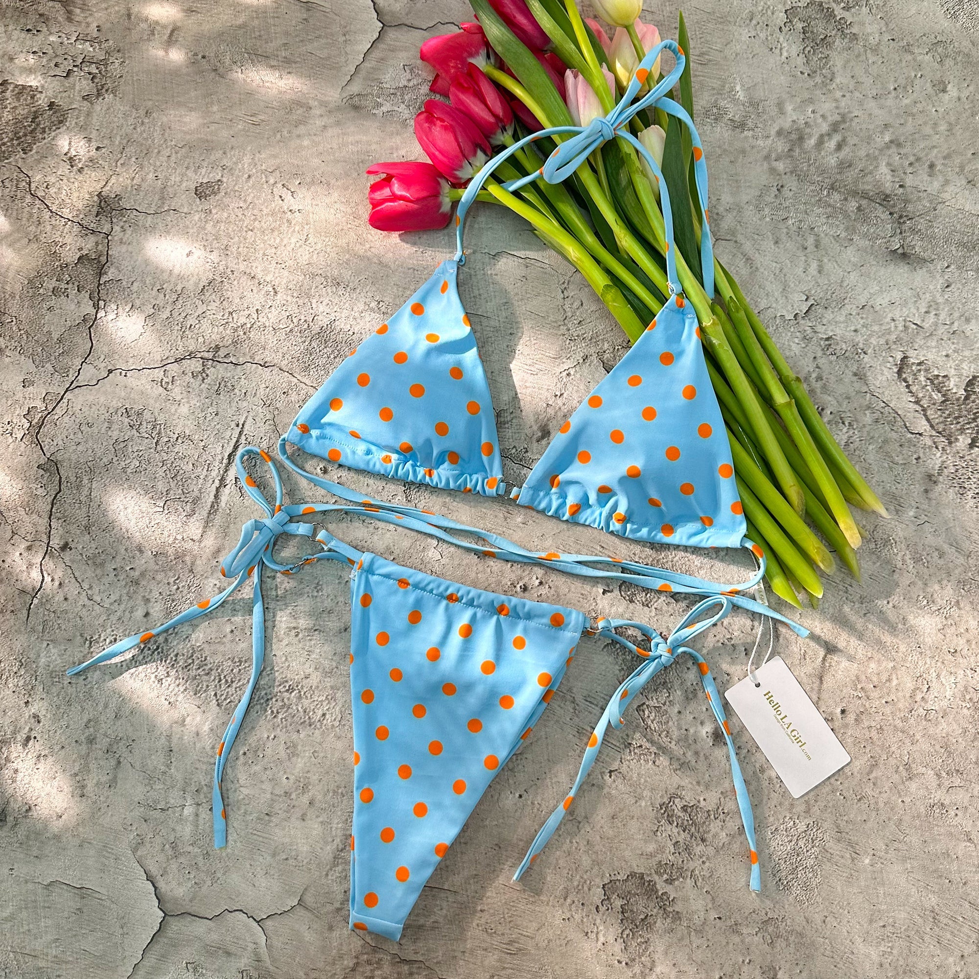 Blue Digital Printing Double Fabric Bikini Set