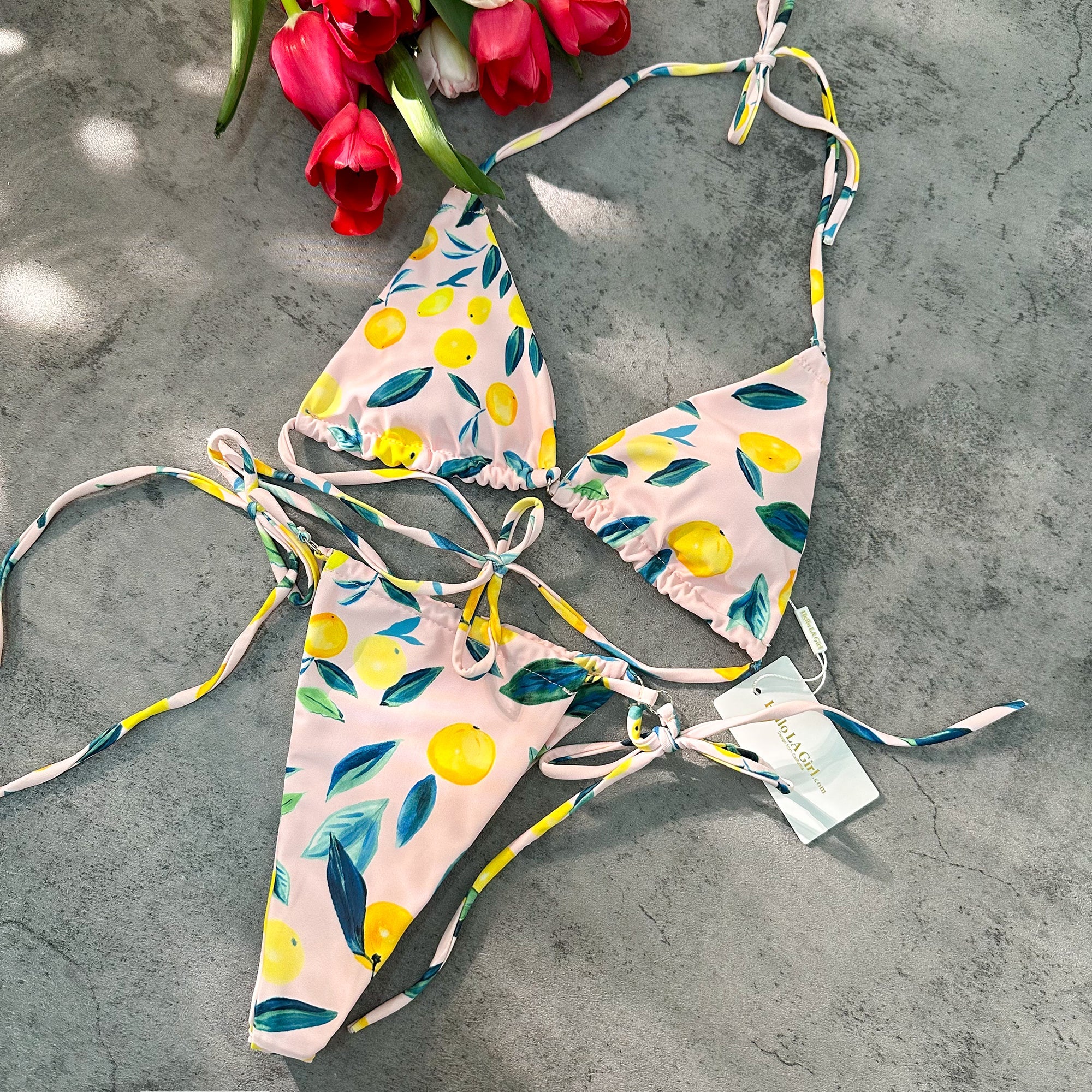 Orange Digital Printing Double Fabric Bikini Set