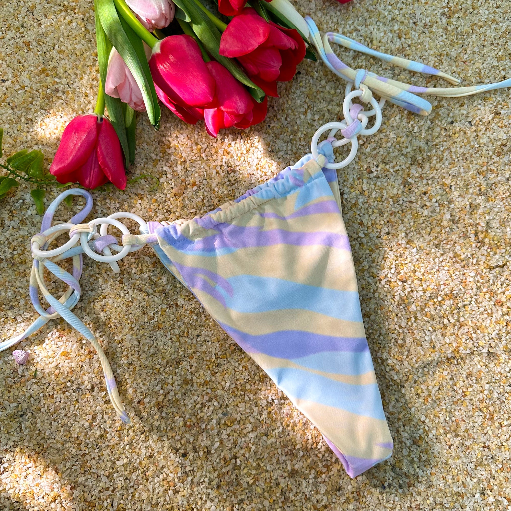 Purple Digital PrintingDouble Fabric Bikini Set