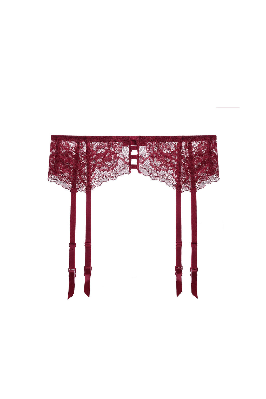 Red Floral Lace Trim Garter Belt Lingerie