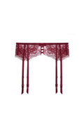 Red Floral Lace Trim Garter Belt Lingerie