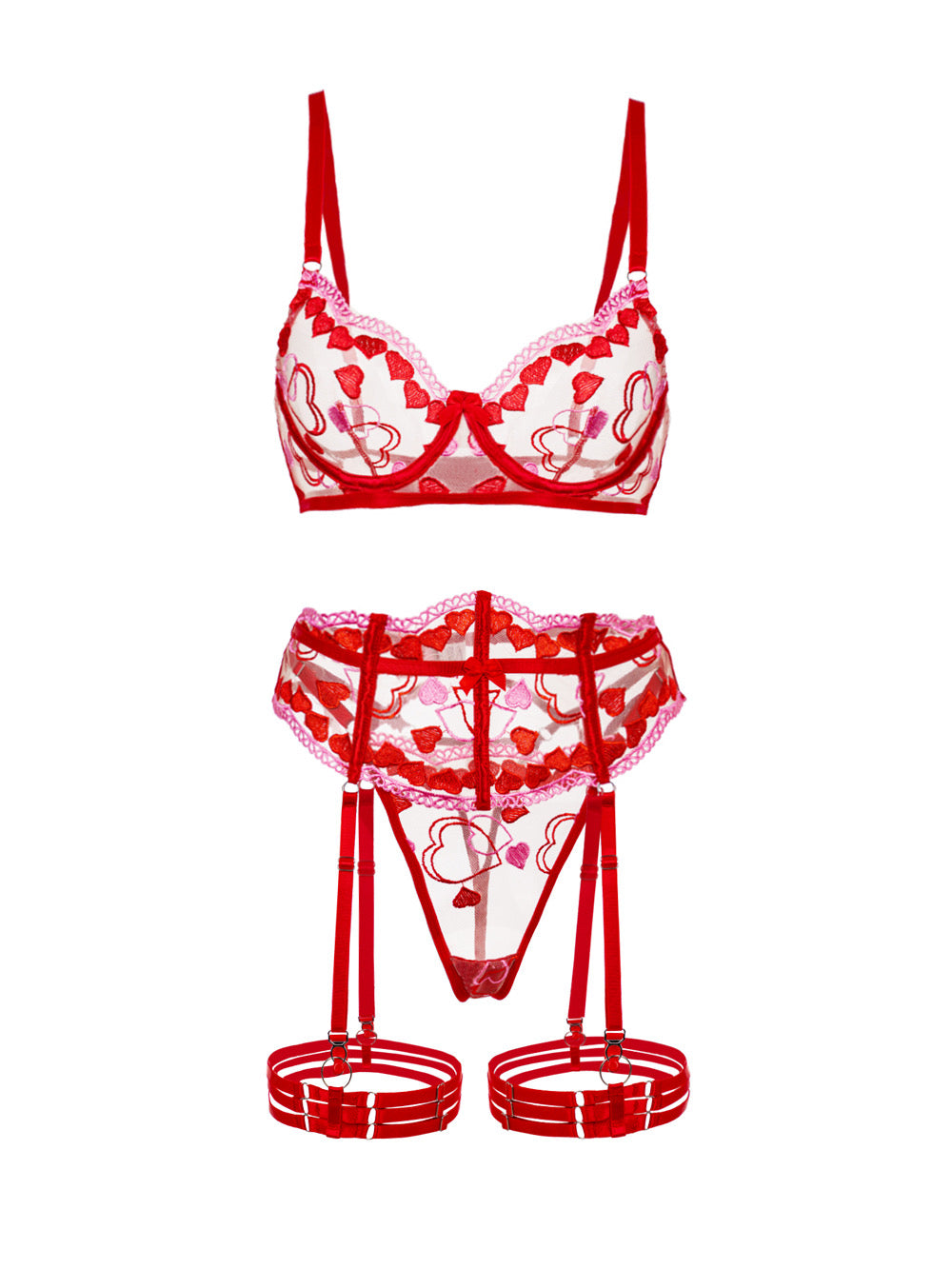 Amour Heart 3 Piece Lingerie Set