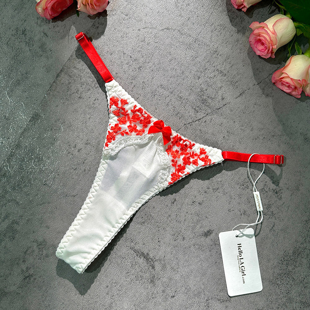 Scarlet Floral Embroidery Sheer Lingerie Set