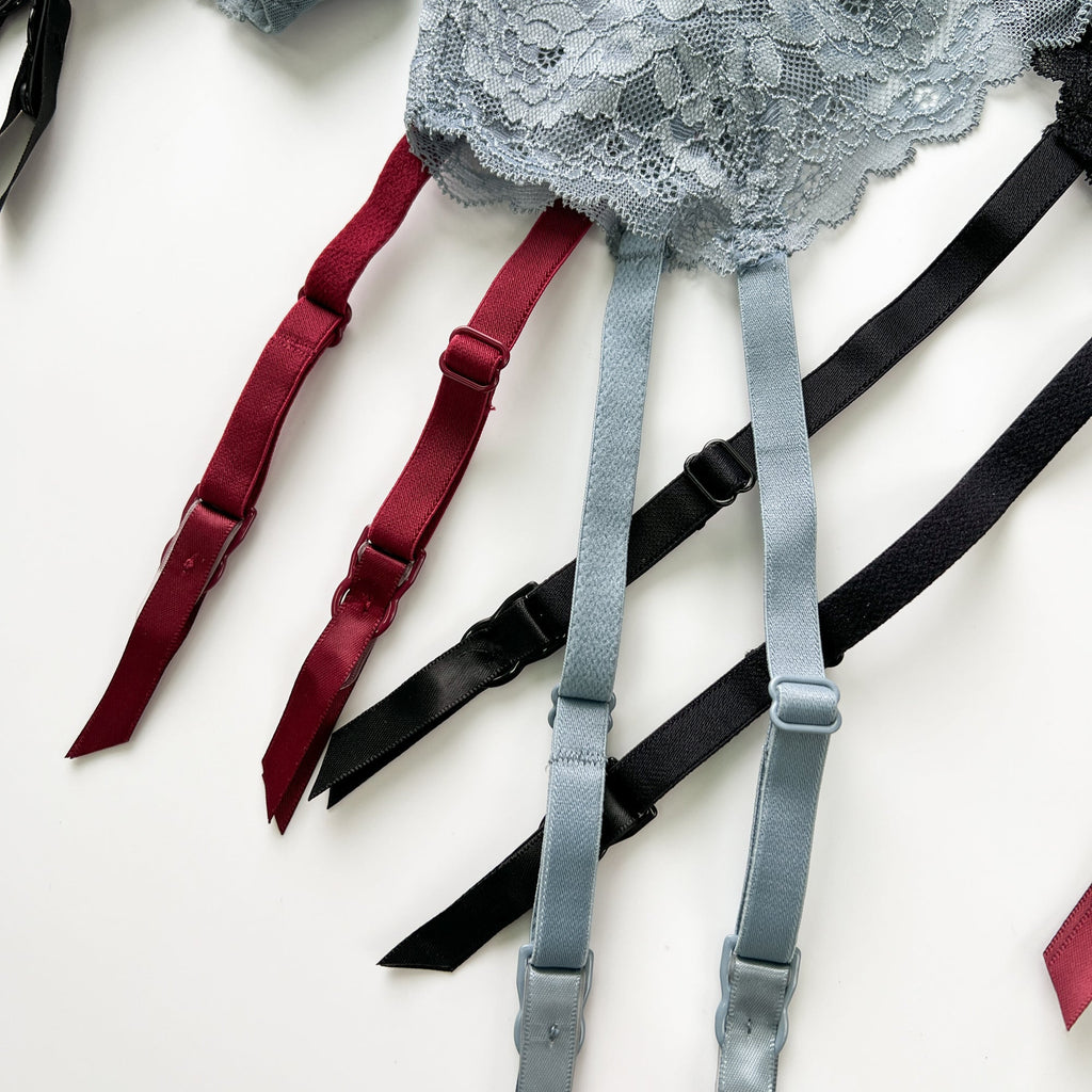 Red Floral Lace Trim Garter Belt Lingerie