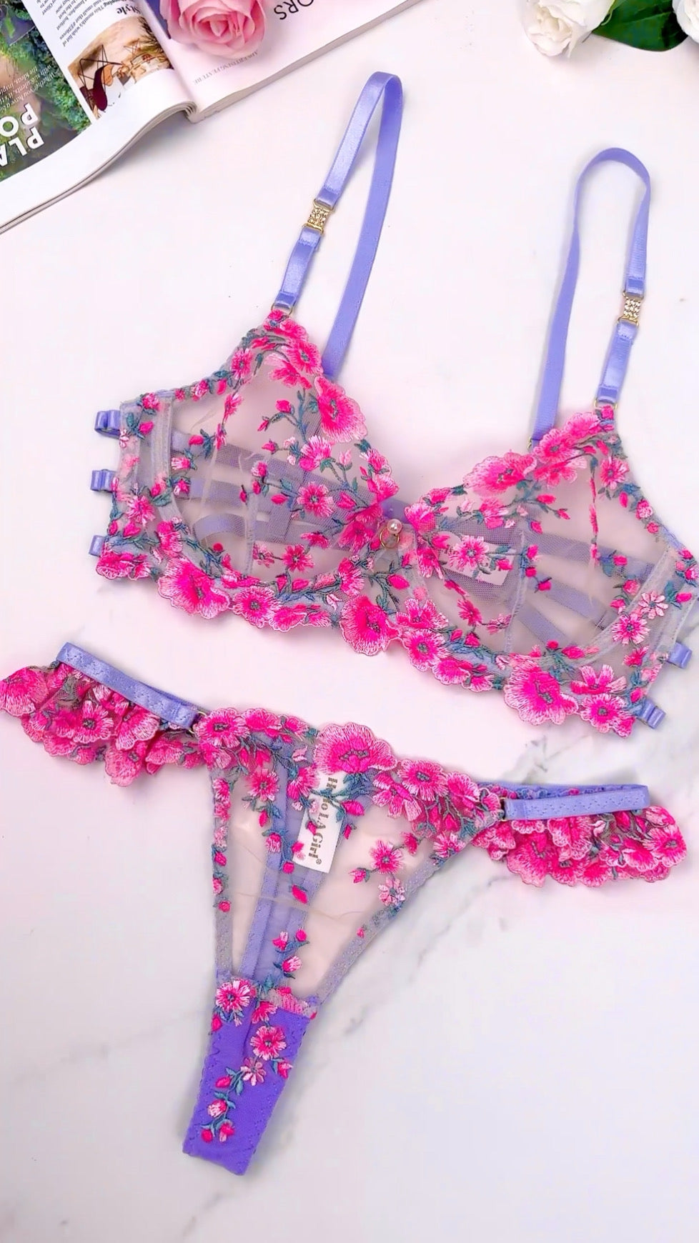 Bloom Romance Sheer Lingerie Set