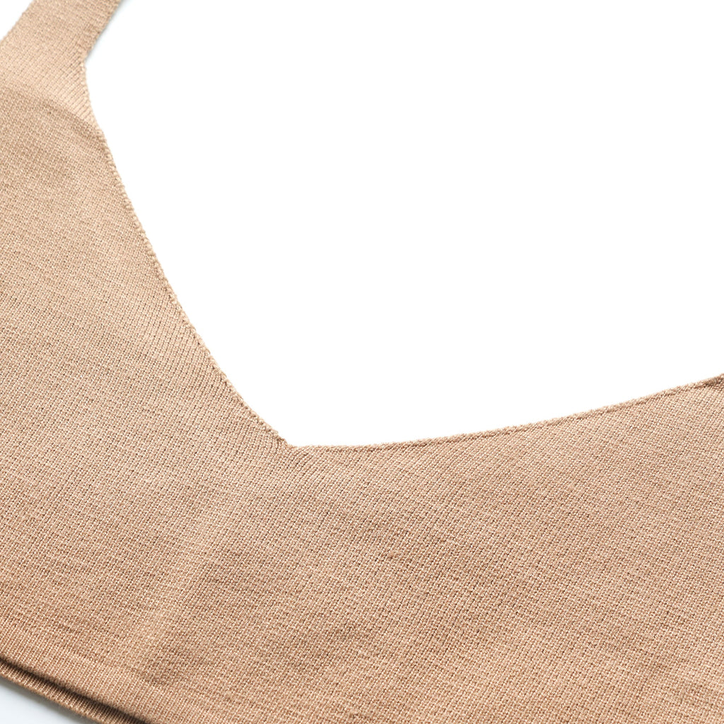 Khaki Sleeveless Bra Crop Tops With Pleated Short A-line Dress