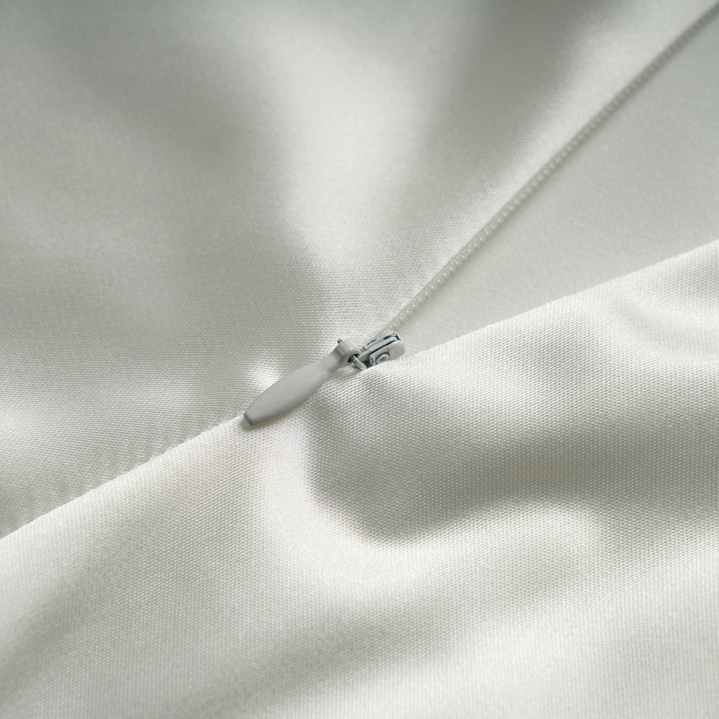 White Satin Silver Diamond A Line Dress