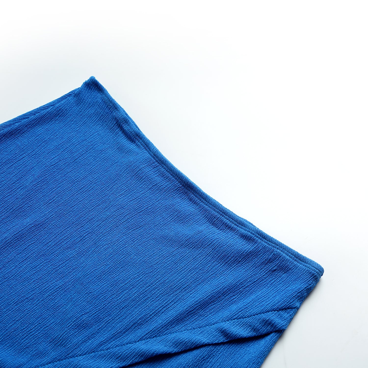 Solid Blue Long Sleeve Lace up Tops With Split Half Dress