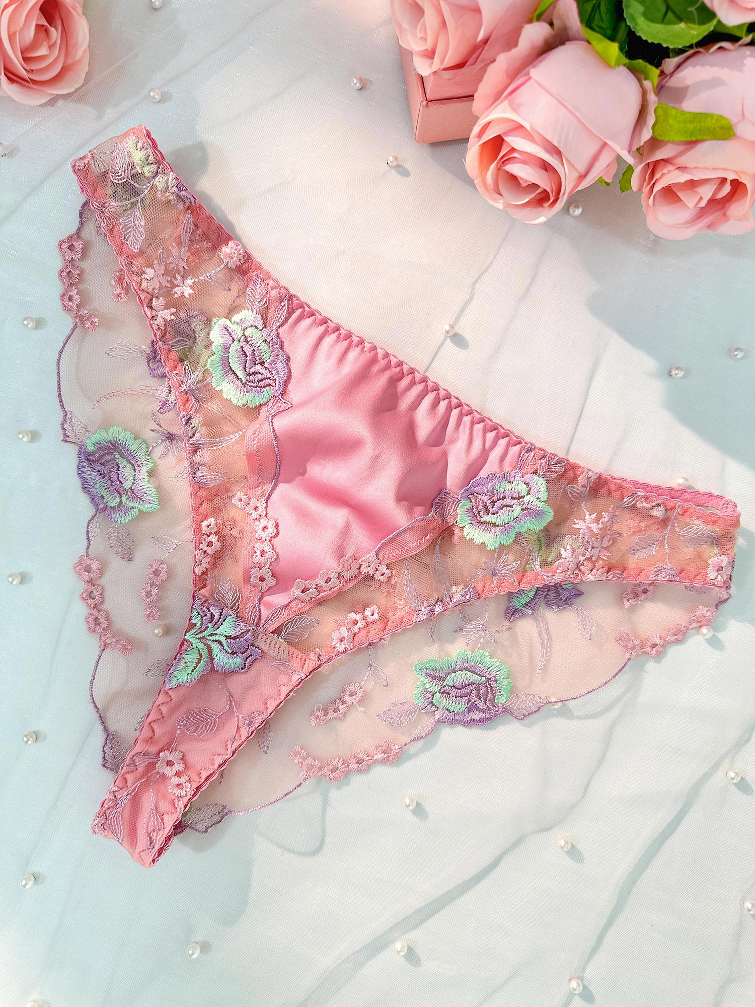 Pink Floral Thong
