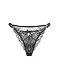 Black &Gold Embroidery Thong