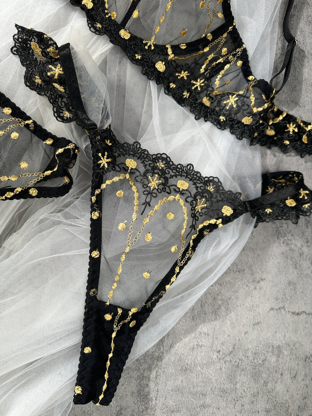 Opulent Lace Pearl-Embellished Lingerie Set