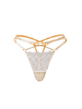 Delicate White Embroidery Thong