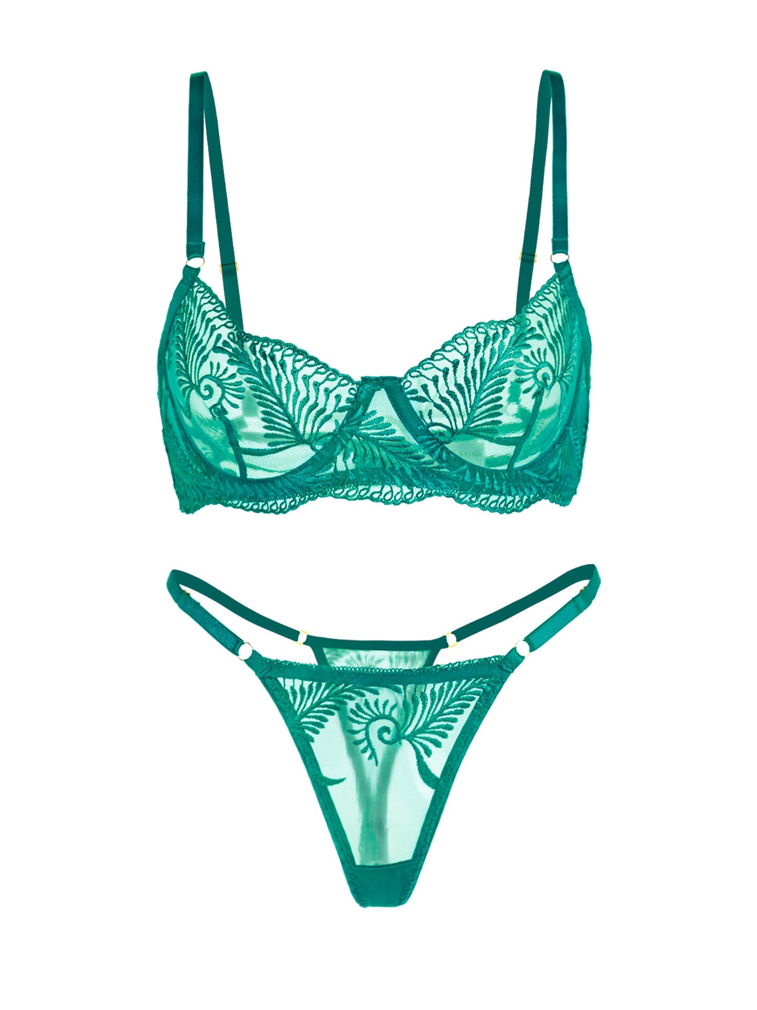 Green Elegant Essence Embroidery Lingerie Set