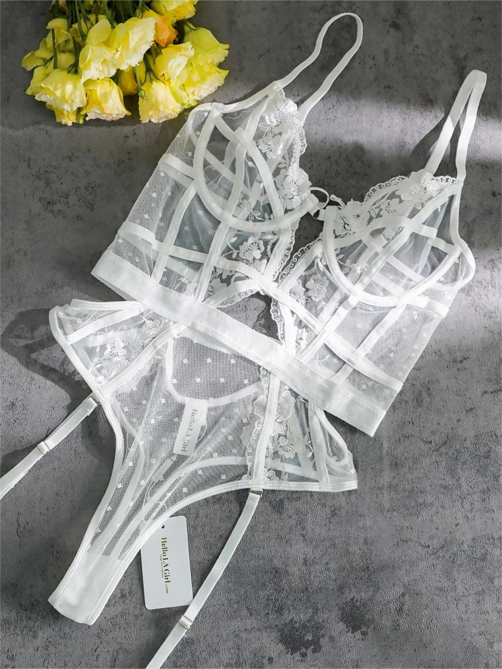 Solid Elegant Embroidered Lace Bodysuit