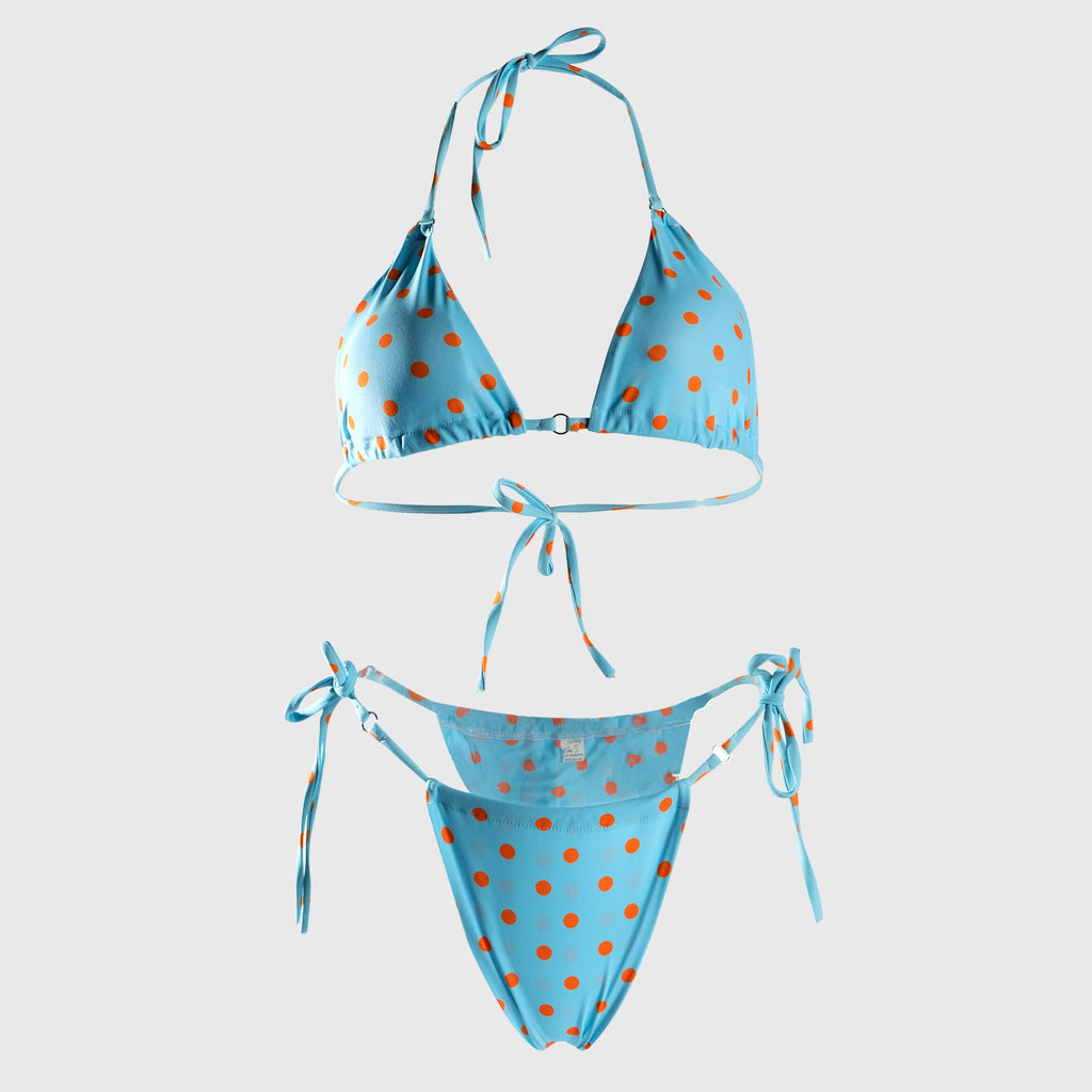Blue Digital Printing Double Fabric Bikini Set