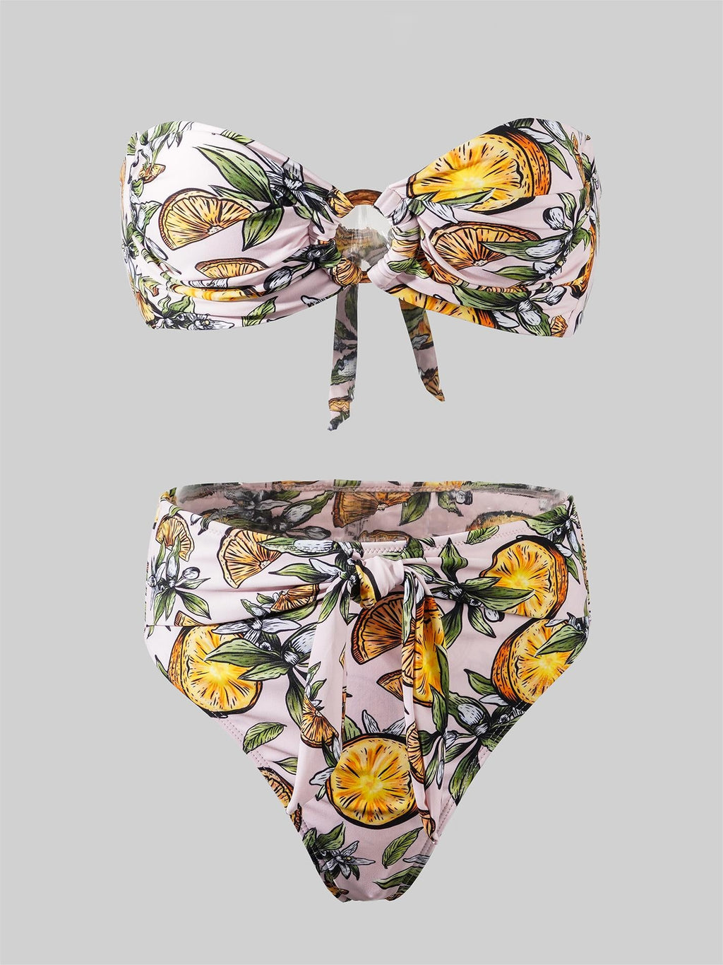 Lemon Print Double layer High-Waisted Bikini Set