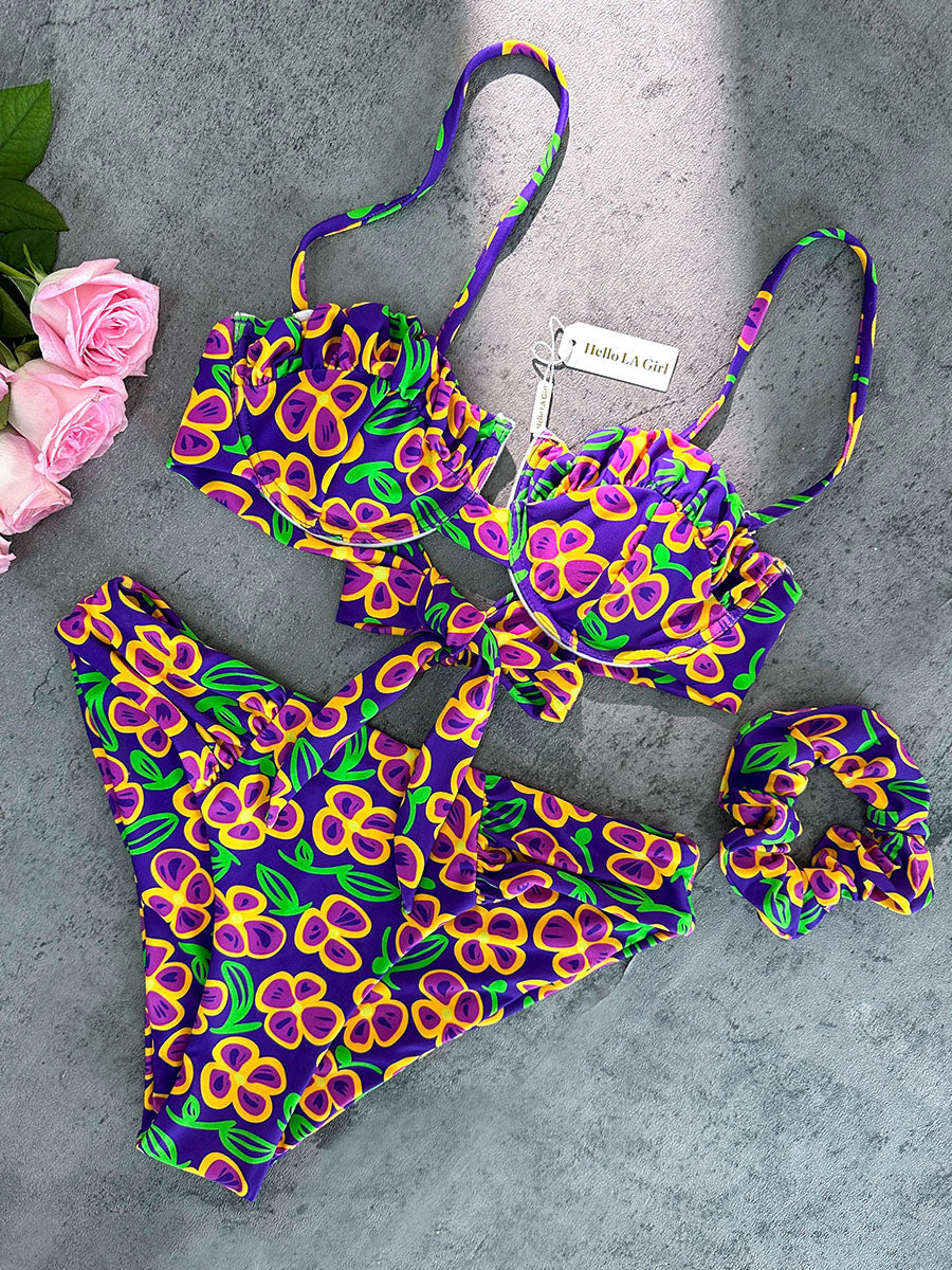Dark Purple  High-Waisted Bikini Set