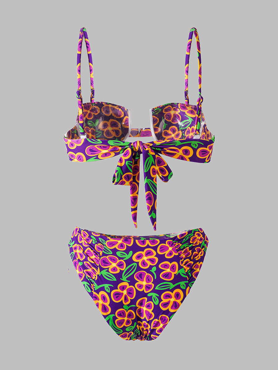 Dark Purple  High-Waisted Bikini Set
