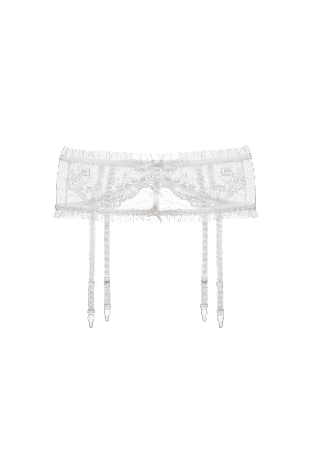 White Guipure 3D Lace Floral Garter Belt Lingerie