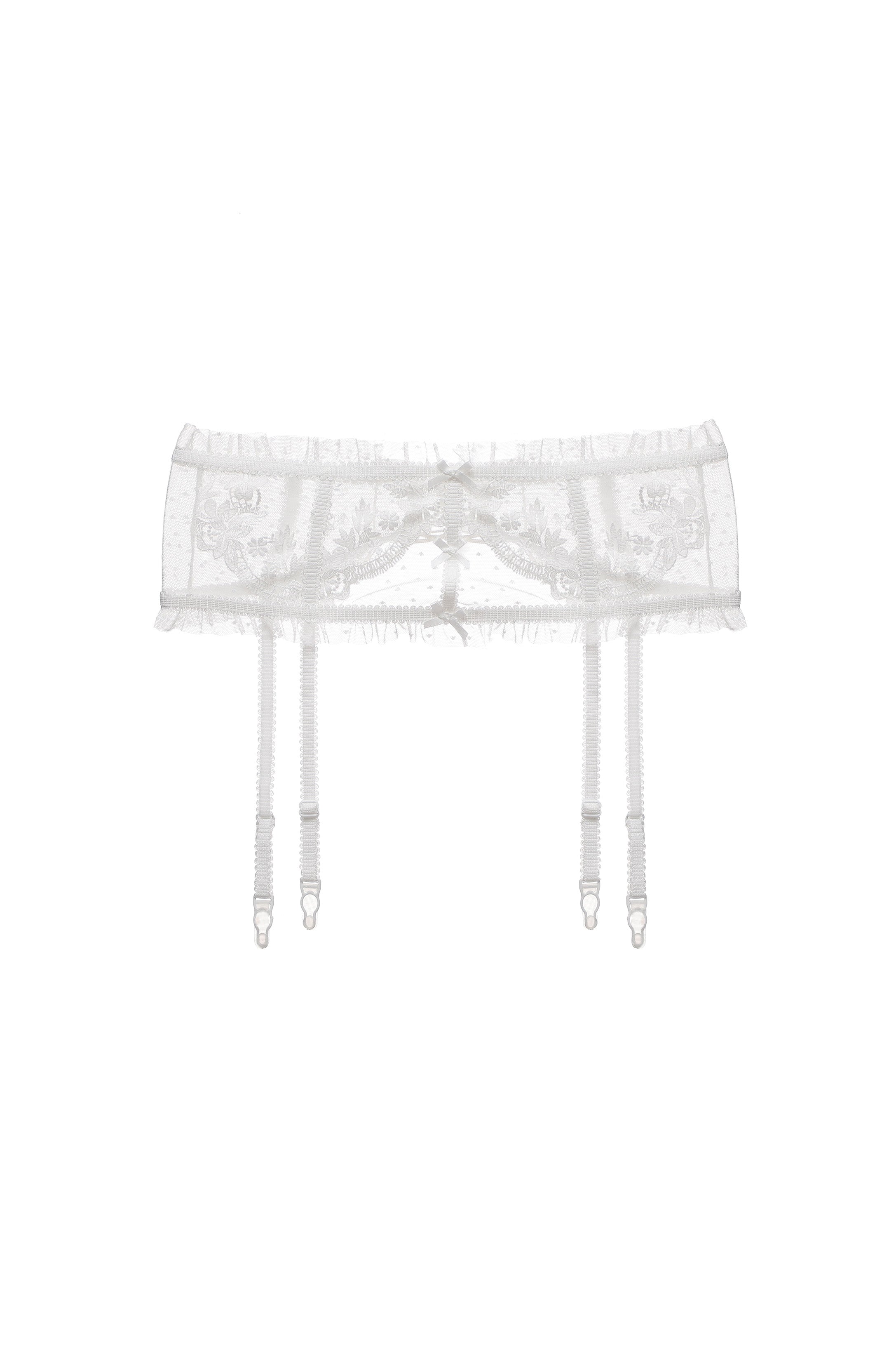 White Guipure 3D Lace Floral Garter Belt Lingerie