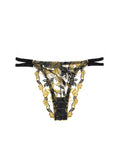Black & Yellow Embroidered  Thong