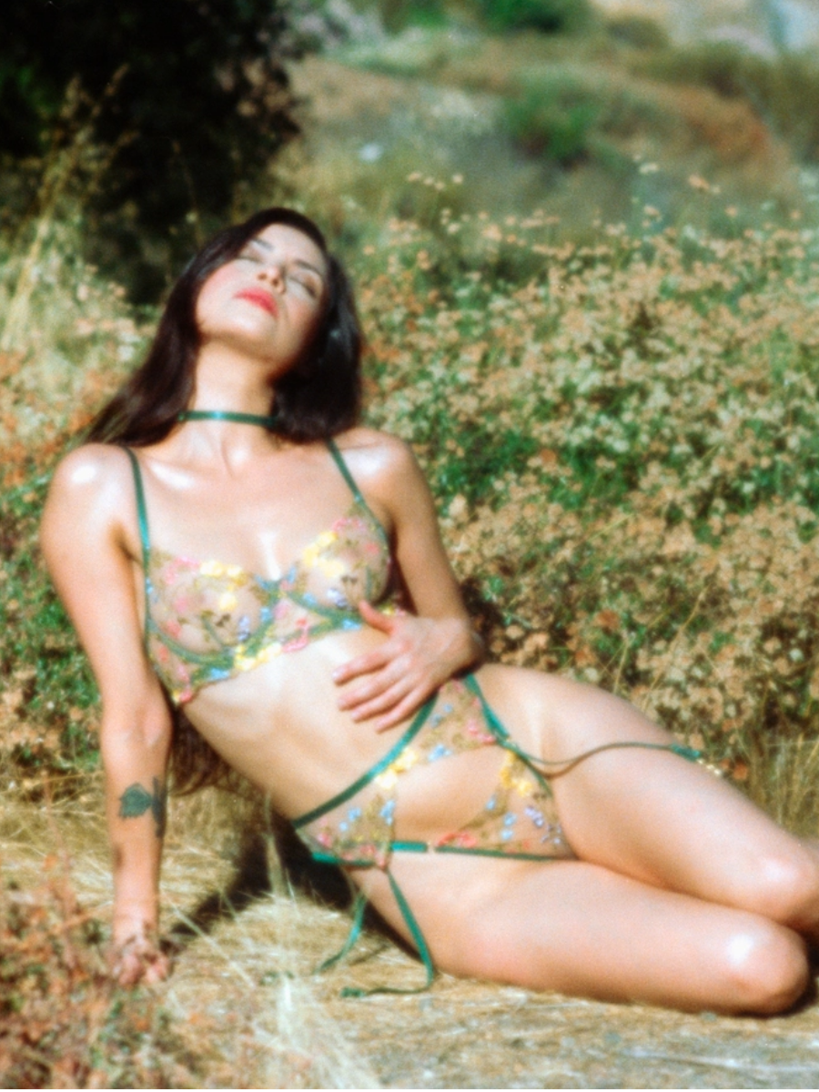 Enchanted Garden Sheer Floral Embroidery Lingerie Set